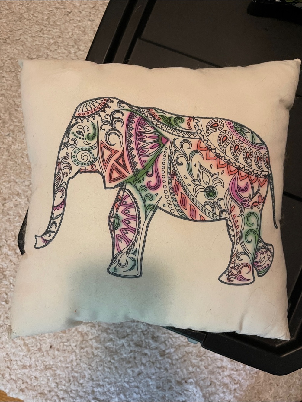 Boho Elephant Print Accent Pillow in Multi-Color